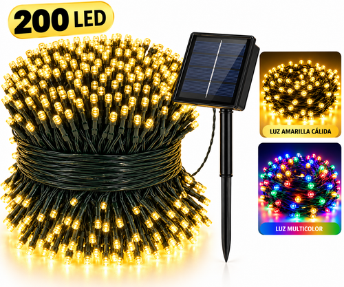 Luces Navidad Panel Solar 200 Led